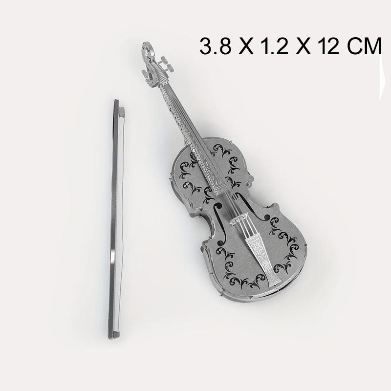 3D Metal Assembled Model DIY Jigsaw Puzzle Instruments Piano Guitar Drum Cello Bass Model Handicrafts Desktop Ornament Toy Gift