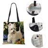 Unique Design Westie Dog Painting Square Handbag for Women Shoulder Bags Large Capacity Eco Linen Totes KTY