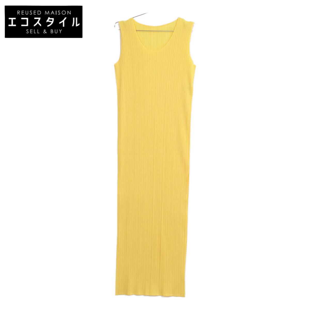

PLEATS PLEASE Yellow PP71-JH116 Polyester Sleeveless Dress dress 3 yellowUsed