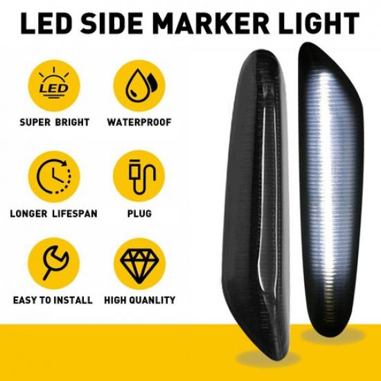 Smoked LED Side Marker Light Turn Signal Sequential For BMW X1 X3 325I 328I 335I