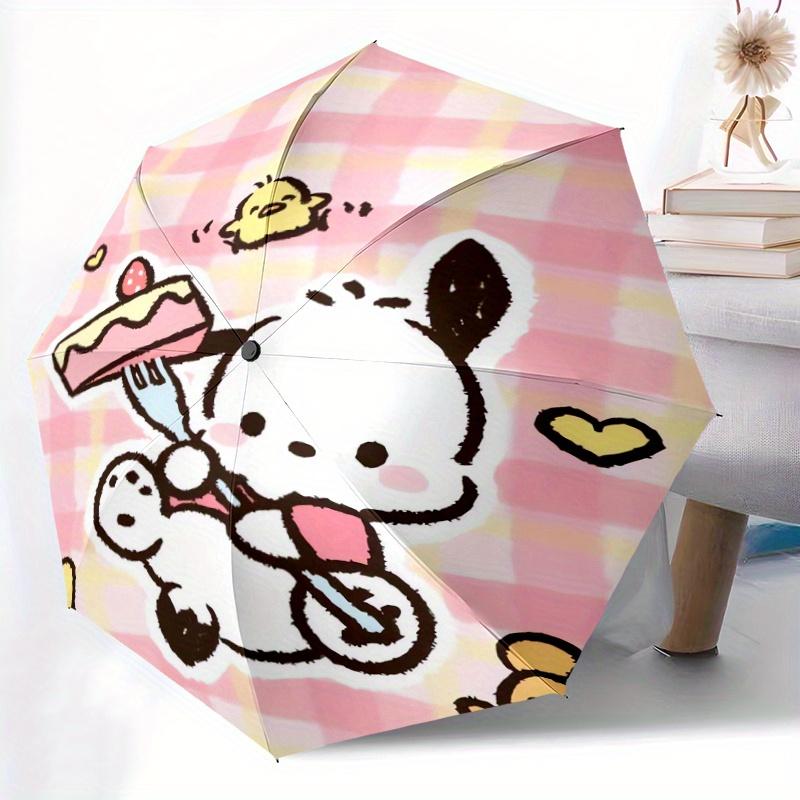 Pink Grid Cake Pochacco Automatic Opening and Closing Cartoon Umbrella - Lightweight 3-Fold Design, Suitable for Fans, Travel, Daily Use - Official Pr