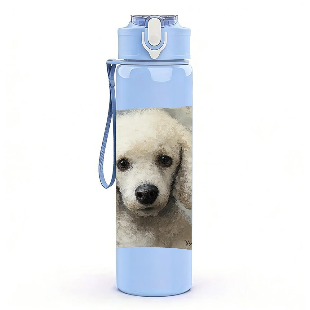 1PC Puppy With Soft Cushion 750ml Color Plastic Sports Water Bottle Leakproof Flip Straw Lid Suitable for Sports Office Home Use