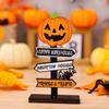 Halloween Wooden Pumpkin Ghost Witch Desk Ornament Creative Table Decor Indoor Party Prop Festival Decoration Spooky Display