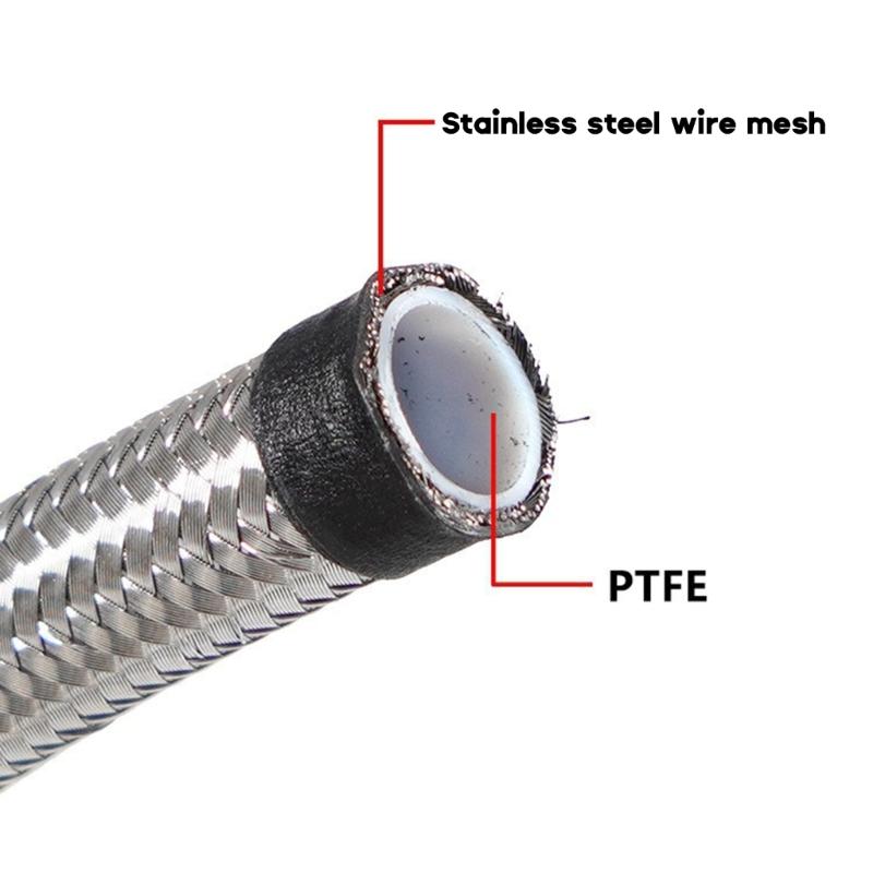 AN4 AN6 AN8 AN10 AN12 Fuel Line Hose,Nylon Braided Fuel Line Hose with Stainless Steel Mesh Reinforce Black