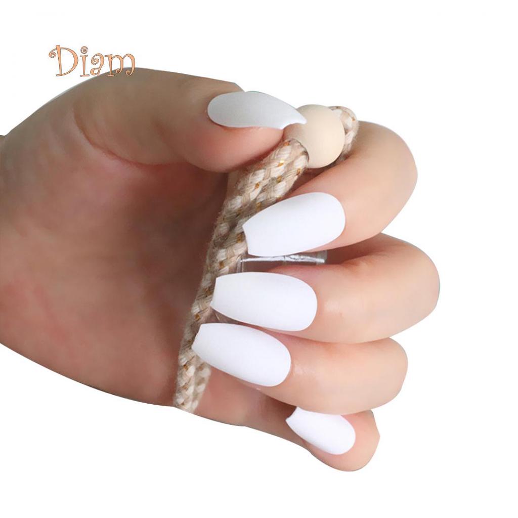 Fetong 24Pcs Coffin False Nails Tip Art Decoration Full Cover Matte Fingernail Stickers