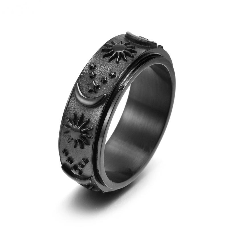 Titanium Steel Rotating Star Moon Sun Ring for Men Bold and Stylish Jewelry