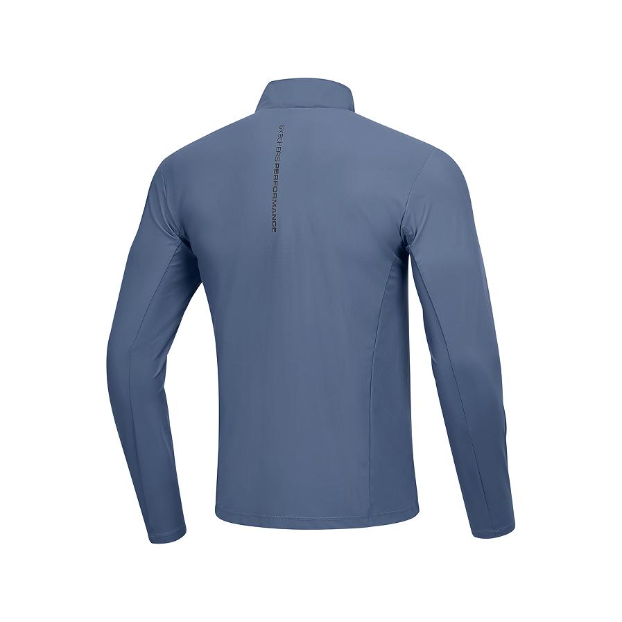Skechers Lightweight Stand Collar Zip Comfortable Long Sleeve Jacket Men Jackets Indigo P225M100-0479
