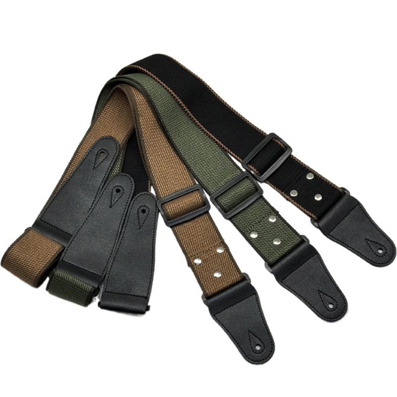 PU Leather Ends Adjustable Cotton Electric Guitar Strap Acoustic Guitar Bass Strap Belt for Kids, Men, Women, Guitarists