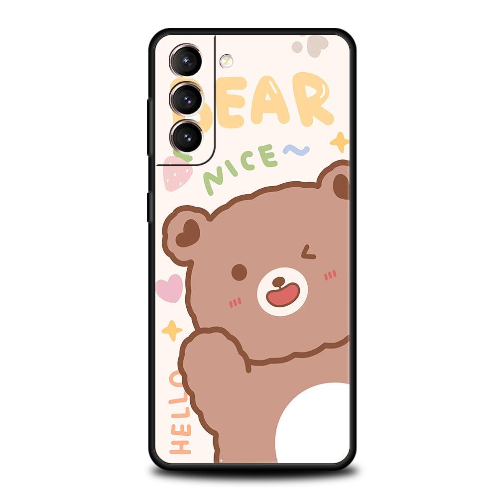 Phone Case For Samsung Galaxy S24 S23 S22 Ultra S20 S21 FE 5G S10 S9 Plus S10E S8 S7 Edge Soft Silicone Cover Cute BEAR