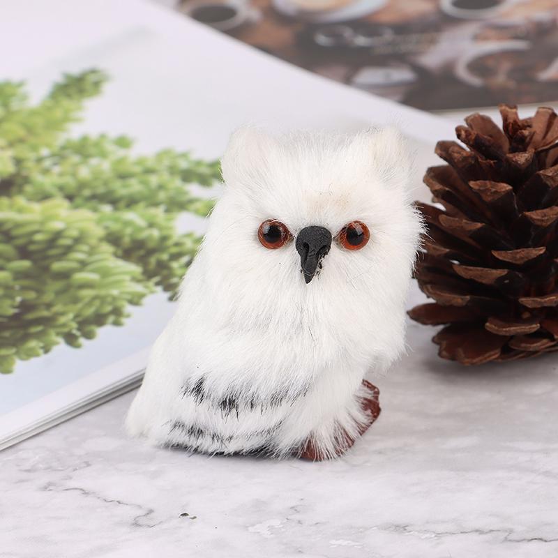 Leuke Owl White Black Furry Ornament Decor Adornment Simulation Gifts