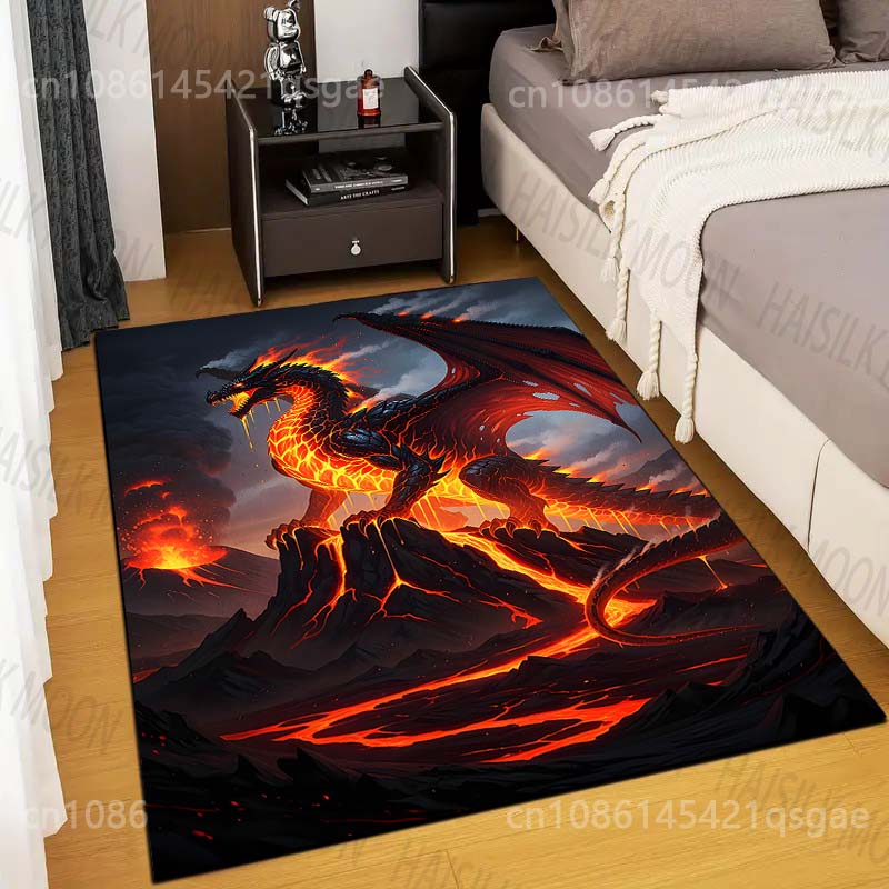 

Multiple sizes Fiery dragon in volcano Carpet for Living Room Bedroom Sofa Home Decor Rug Non-slip Floor Mat Luxury Gift 40cm x 60cm
