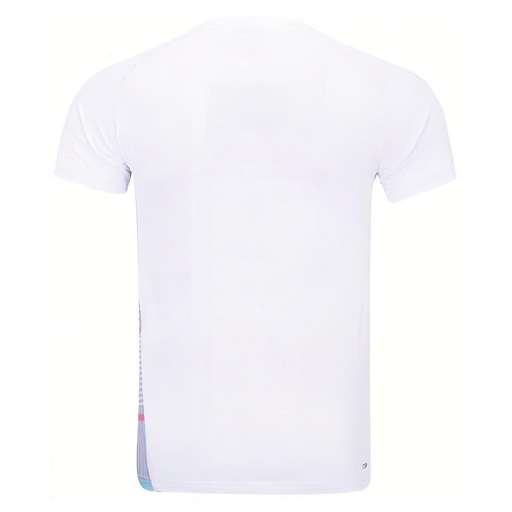 Li-Ning Color Block Striped Sports Quick-Dry Breathable V-Neck Short Sleeve T-Shirt Unisex Tops White AAYT779