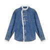 2026 Women's Plus Size Lace Denim Shirt - Loose Fit, Long Sleeve, Short Jacket for Spring and Autumn