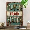 Vintage Train Railway Station Metal Wall Poster, Bar Garage Decor 8x12