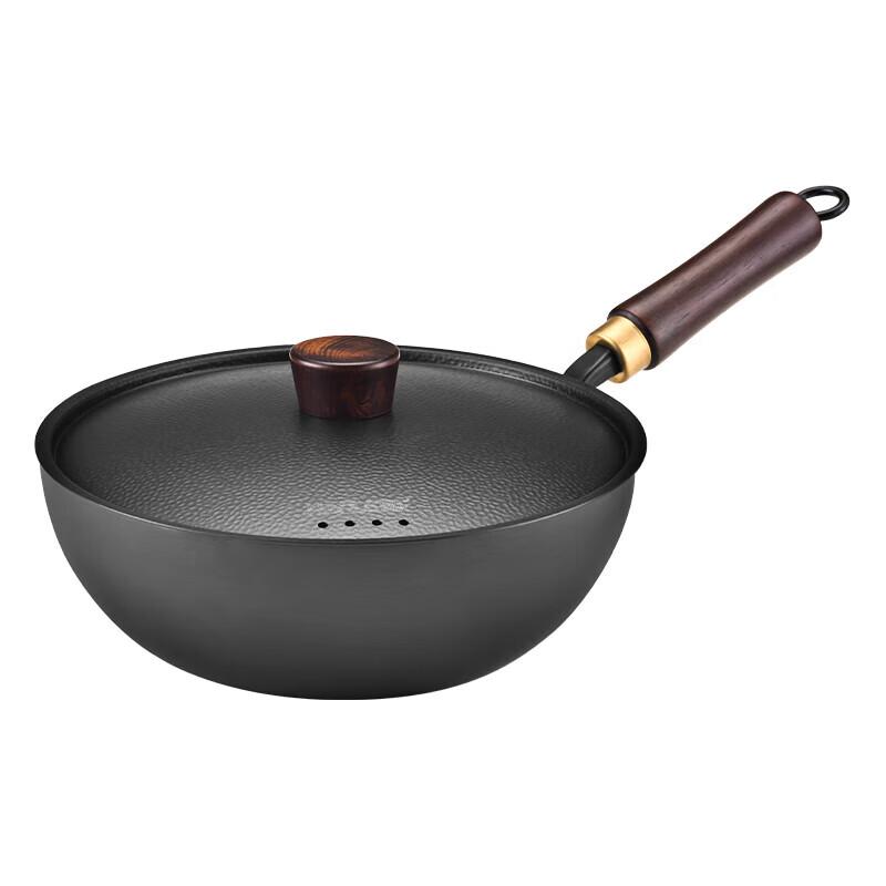 Hanle 24CM Chinese Hammered Carbon Steel Wok