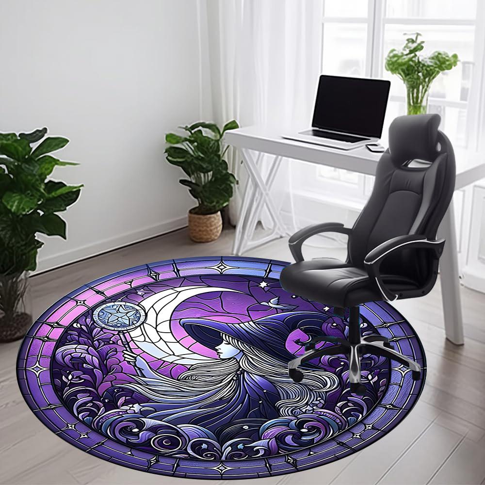 1PC Moon Witch Office Round Area Rug, Indoor Mat Suitable ForOffice, Under Office Chairs Bedroom Living Room Home Decor, Room Deco, D144
