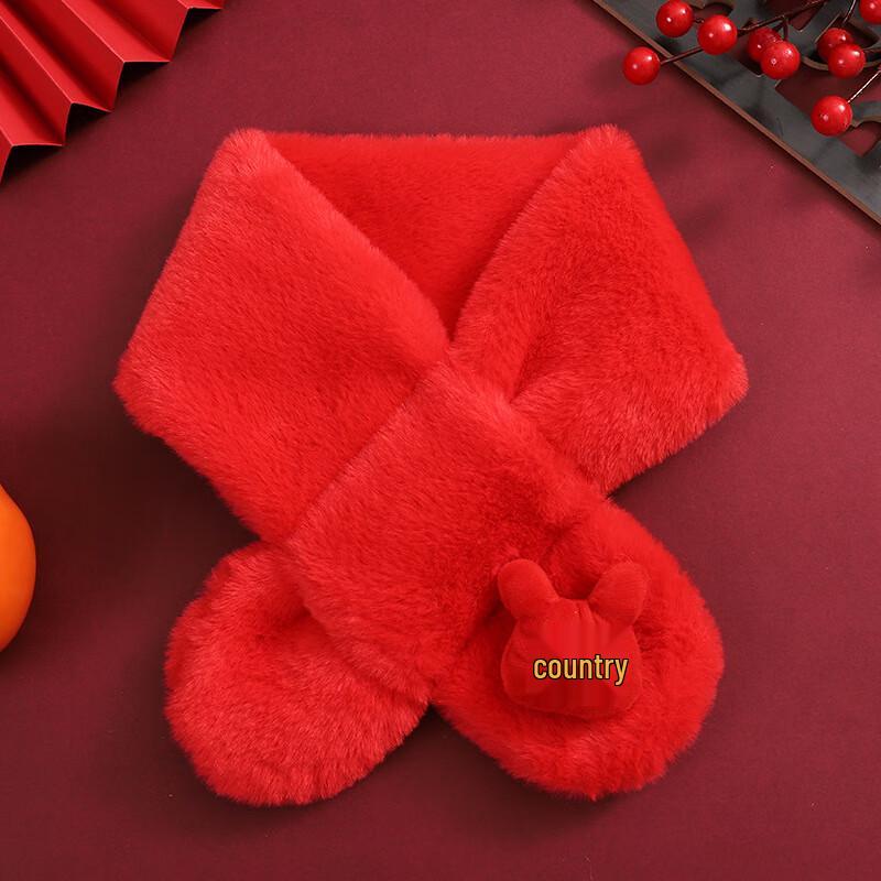 Jumaomao Kinder Neujahr Chinesischer Roter Kunstpelzschal