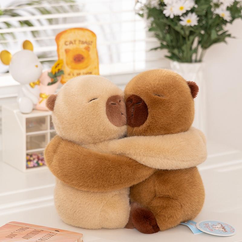4 Styles Funny Magnetic Hugging Animal Plush Toys Fluffy Elephant Bear Capybara Rabbit Doll Creative Detachable Toys Room Decor