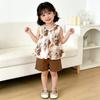 Summer Kids Twopiece Outfit With Floral Pattern Soft Fabric