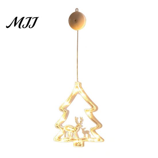 No Drill Glass Wall Decor LED Christmas Star Window Light, Tree Letter Suction Cup Hanging Lamp Versatile Party Venue Decorations for