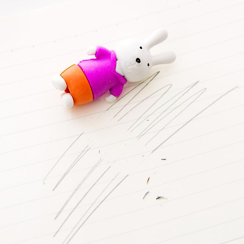 Cute 3D Rabbit Eraser - Detachable & Effective, Perfect for Students and as a Small Gift or Award.