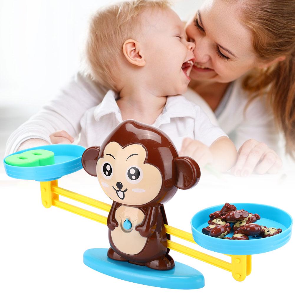 Digital Game Board Game Enlightenment Balance Scale Monkey Toy Children Educational GiftBrown