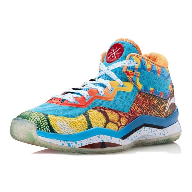Li Ning WOW 3 Basketballschuhe Herren Mittelhoch Gelb/Blau ABAK061-1
