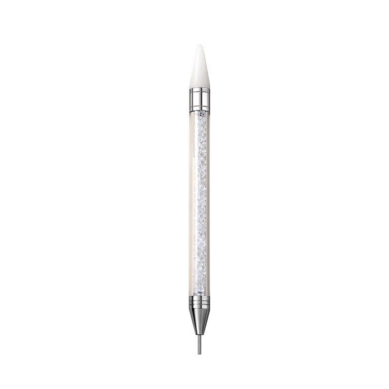 Double Headed Nail Art Pen Nail Rhinestone Picker Wax Pen Gel UV Brush Diy Manicure Nail Art Tools Silicone Head Carving Pen