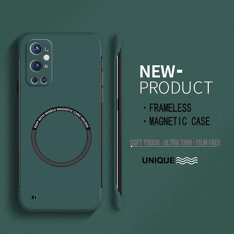 

Ультратонкий жесткий магнитный чехол для телефона из поликарбоната без рамки для Oneplus 9R 8 9 Pro 8T защитный матовый цветной сплошной чехол Oneplus 9R темно-зеленого