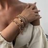 4Pcs Chunky Gold Stackable Bracelet Set Paperclip Curb Twisted Chain Smooth Bangle Minimal Layering Wrist Jewelry for Women