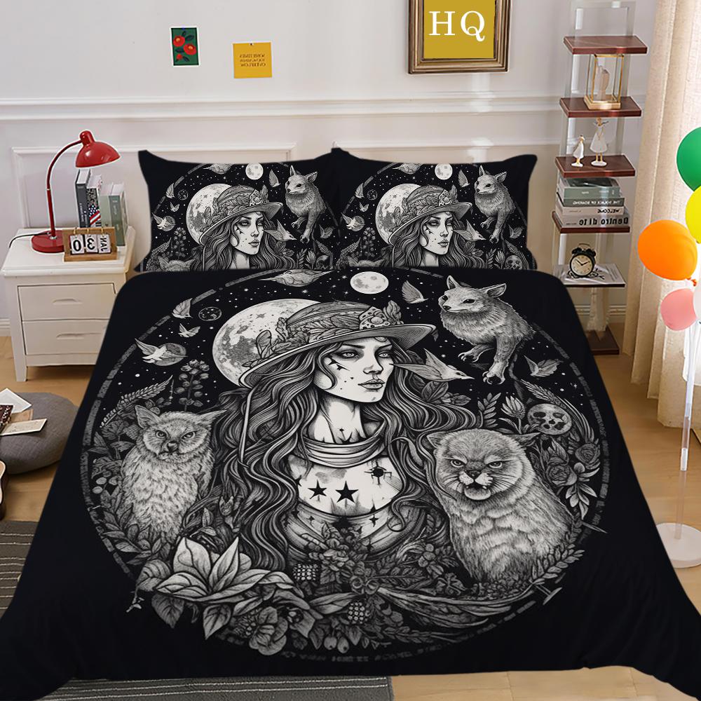 3D Dark Beauty Motorcycle Printed Bedding Set Beauty Skull Head Duvet Cover 2/3 Pieces AU180 * 210 Super Big Bed Room Quick Drying Home Decoration