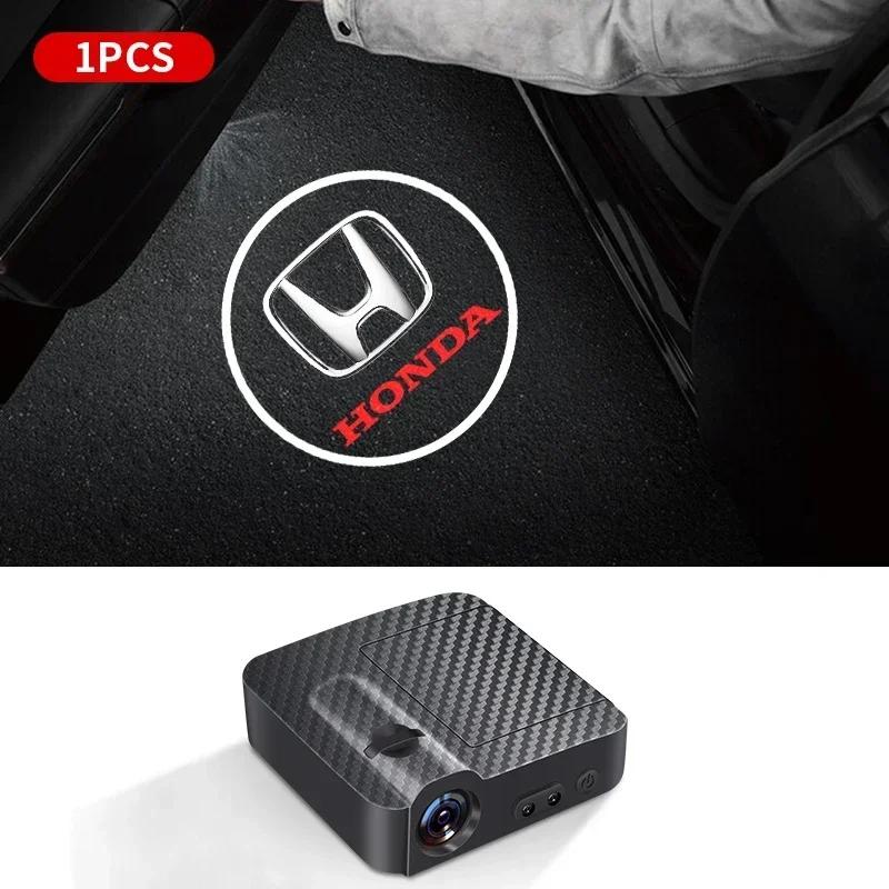 1/2pcs HD Car Door Welcome Lights Wireless Auto Projector Lamp Accessories For Honda Civic Fit Jazz Accord HRV CRV City stickers