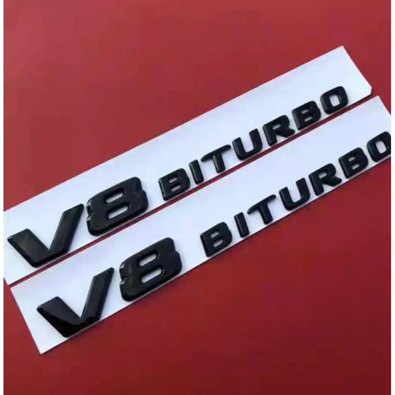 3D ABS V8 BITURBO Logo Letters Car Fender Side Emblem For Mercedes-Benz C63 W205 W204 E63 W213 W212 S63 W223 W222 Accessories