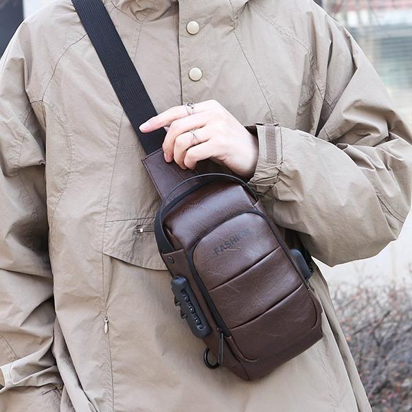 2025 Motorcycle Bag Single Shoulder Crossbody Chest Bag Men's Mobile Phone Bag Certificate Bag USB Anti-theft