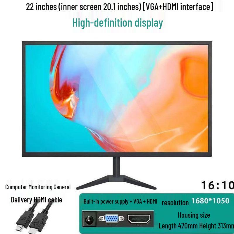Ultra-Thin 22/24/27 Inch HD LCD Monitor for Desktop and Office Use