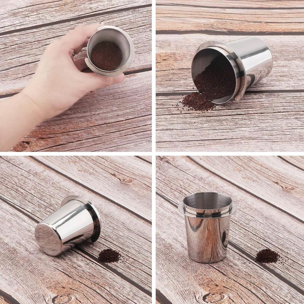 Itisyou Stainless Steel Coffee Grounds Receiver Cup, 51mm Measuring Cup, Compact and Practical Coffee Machine Accessory for Home and Cafe Use