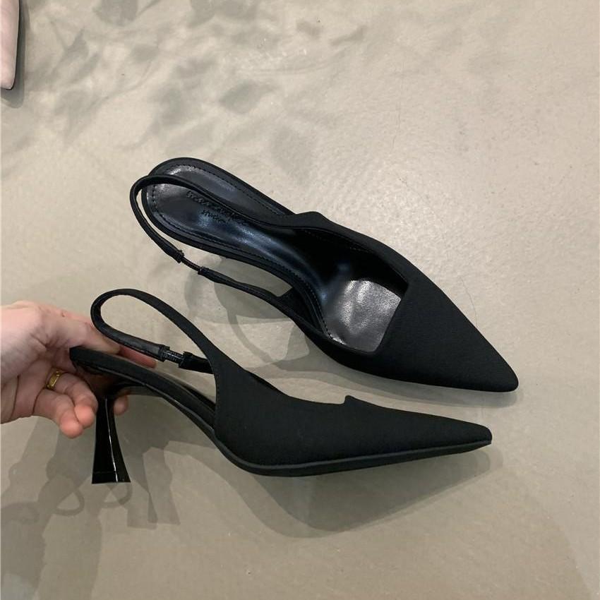 Fashion Shoes Pointed Toe Thin Heels Ladies' Slippers Luxury Slides Shallow Beige Heeled Sandals Slipers Women Low Designer Black 2025 S