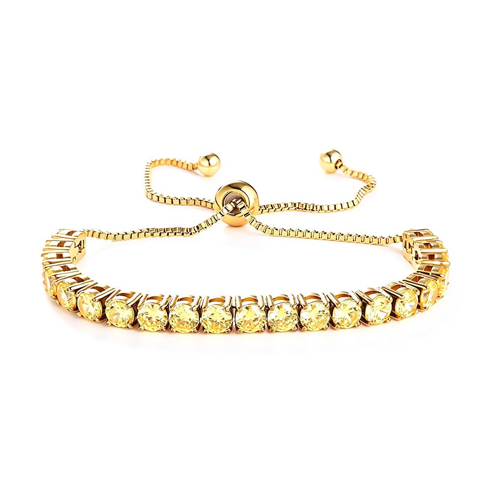 Elegant 4mm Zircon Women's Adjustable Stainless Steel Bracelet