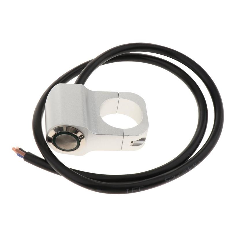 12v 10A waterproof Motorcycle CNC Aluminium Alloy Switches 1inch 25mm Handlebar Headlight Switch with Indicator Light (Chrome)