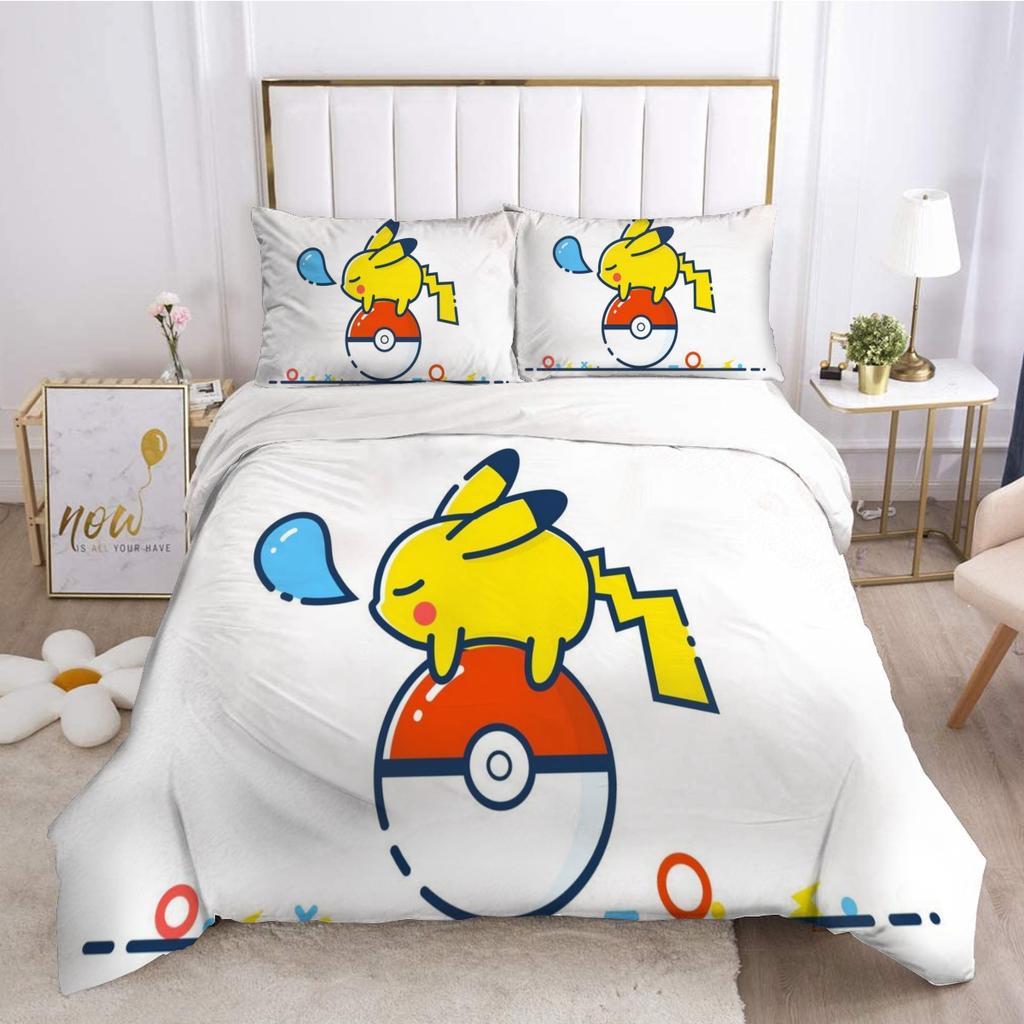 3D Cartoon Print Bedding Set, Anime Pikachu Friends Game Microfibre 2 piece,Teenager Children's Duvet Cover And Pillowcase Set