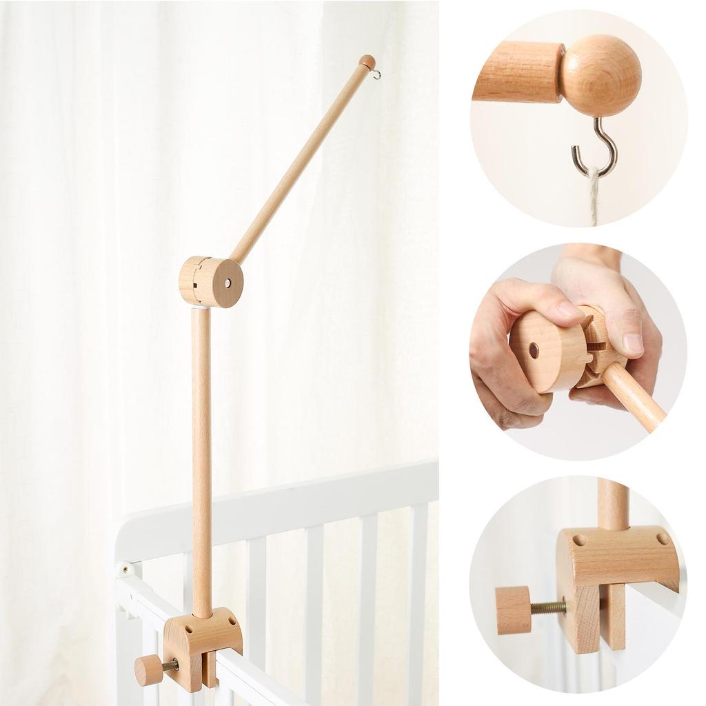Wooden Arched Crib Mobile Arm & Mosquito Net Hanger - Newborn Soothing Accessory