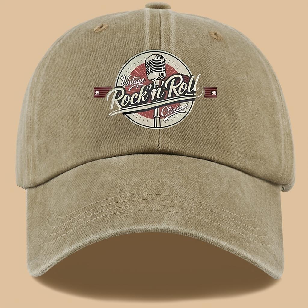 Pc Retro Rock Style Clothing Print Baseball Cap Lightweight Comfortable Breathable Sun Hat Fashionable Easy Aesthetic Men And
