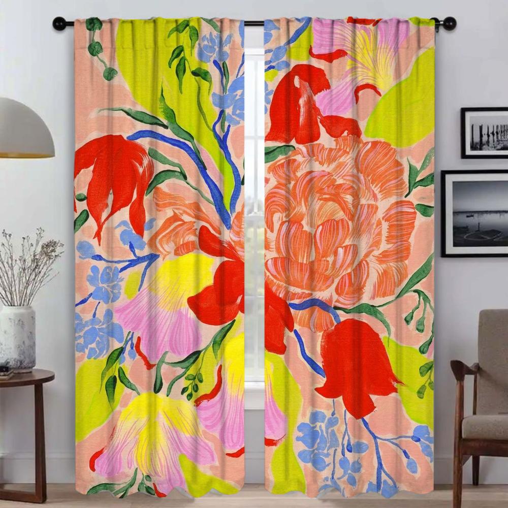

Жалюзи Абстрактные Цветочные Домашние Шторы Для Интерьера 2 Шт. Элегантные Шторы Для Комнаты Для Камеры Украшения На Хэллоуин Занавески Для Гостиной W50xH70cmx2pcs-CL