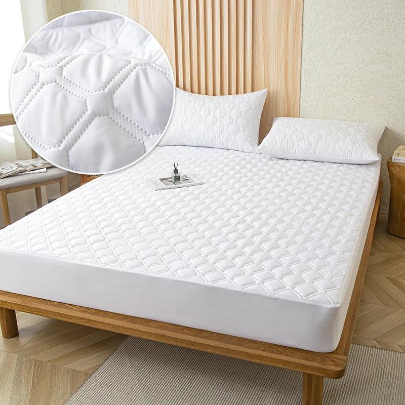 Waterproof Mattress Cover Bed Protector Case with Elastic Band Mattress Cover Fitted Sheet Soft Breathable King Mattress Cover Protector