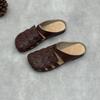Johnature Genuine Leather Woven Slippers Handmade Comfortable Breathable Soft Soled Women's Slip-on Shoes