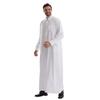 Men's Solid Color Long Sleeve POLO Neck Pocket Loose Muslim Robe