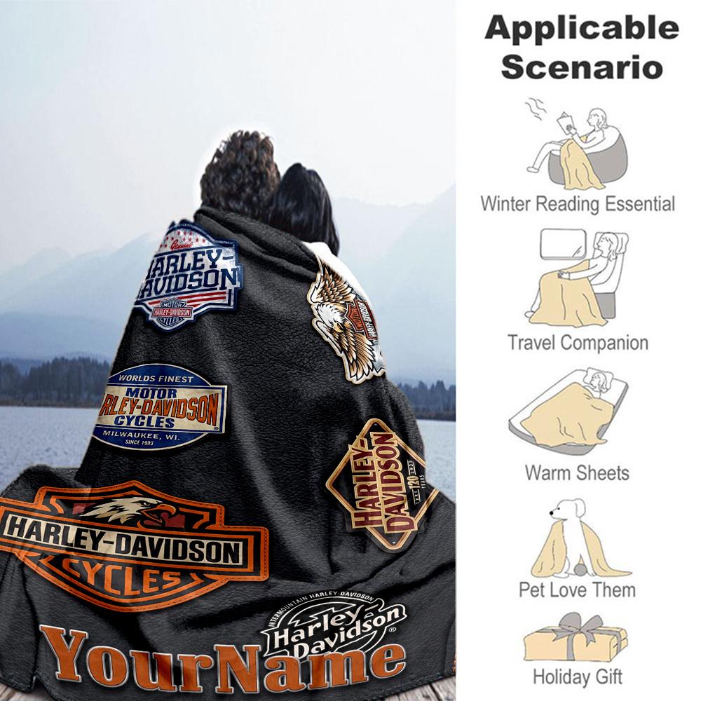 Harley-davidson Motorcycles Customize Your Name Blanket Gift Personalized Blanket Ultra-Soft Great for Bed Couch Picnics Living Room