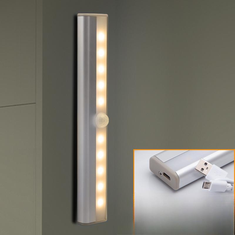 LED Human Body Sensor Light Long Bedroom Entry USB Charging Magnetic Wine Cabinet Wardrobe Corridor Light
