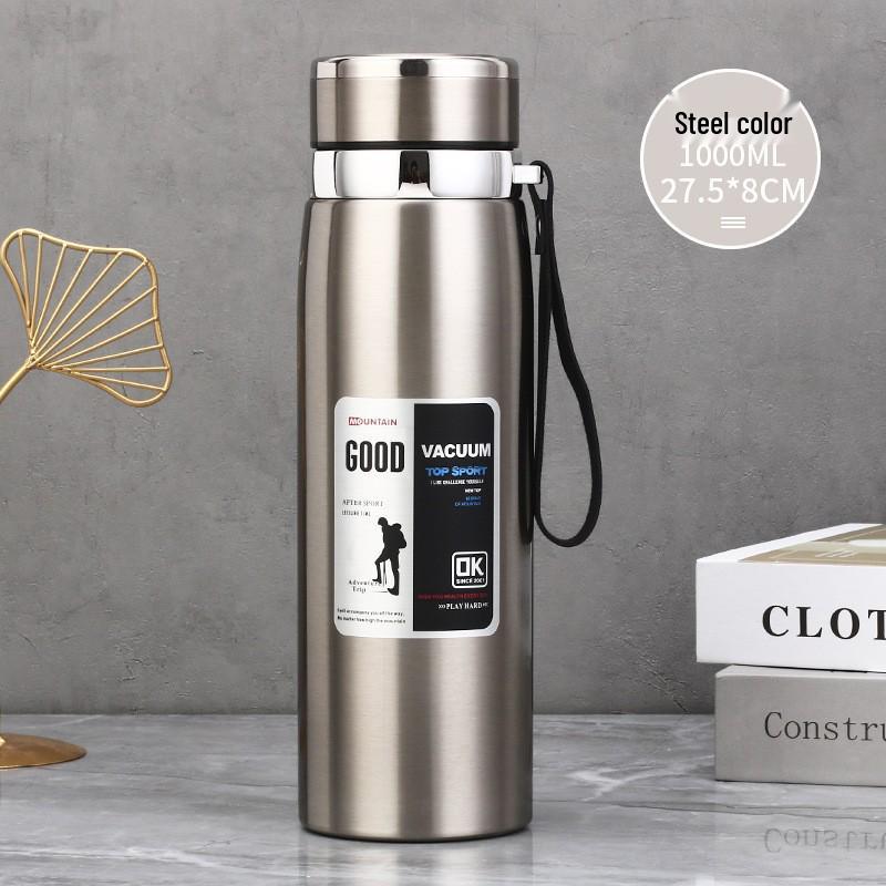 Large Capacity Insulated Stainless Steel Water Bottle with Portable Lanyard