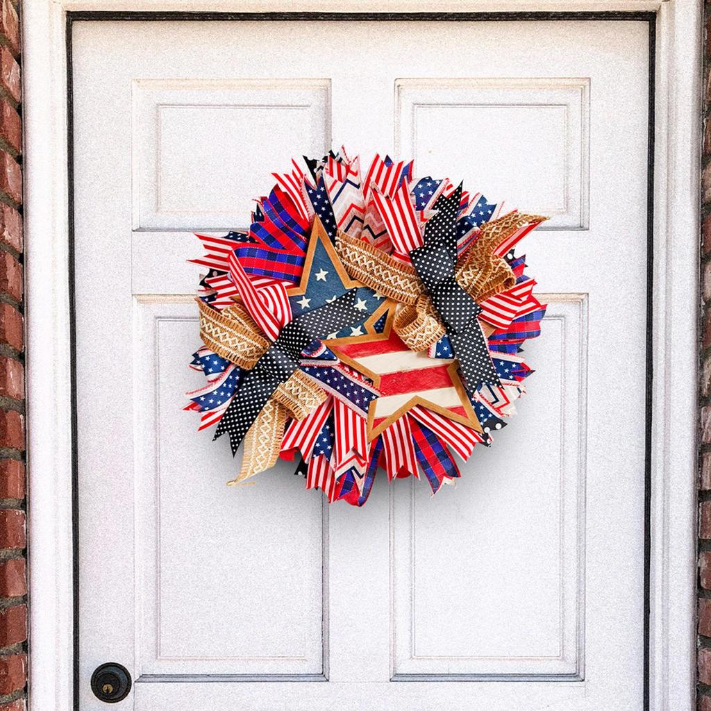 Patriotic Wreath Handmade 4TH of July for Festival Window Home Decor